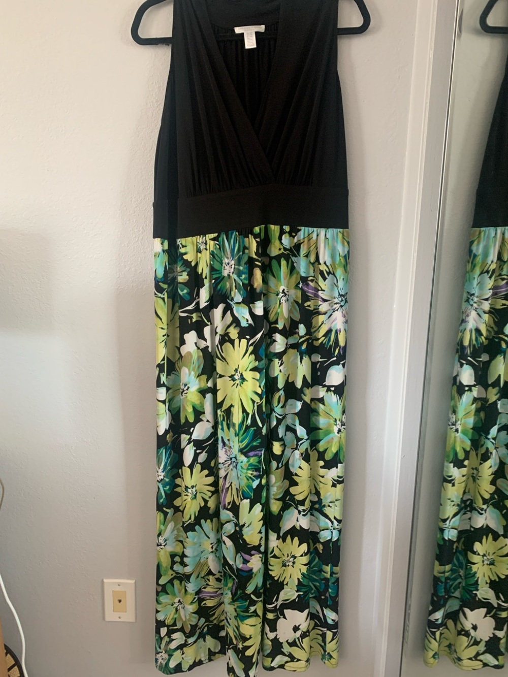 London Times Woman 16W Green Floral Maxi Dress
